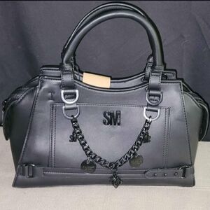Steve Madden Black Satchel with Chain Detail